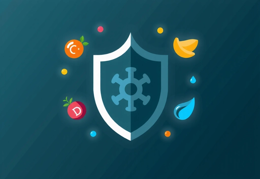 Escudo protector con elementos de vitaminas y bienestar