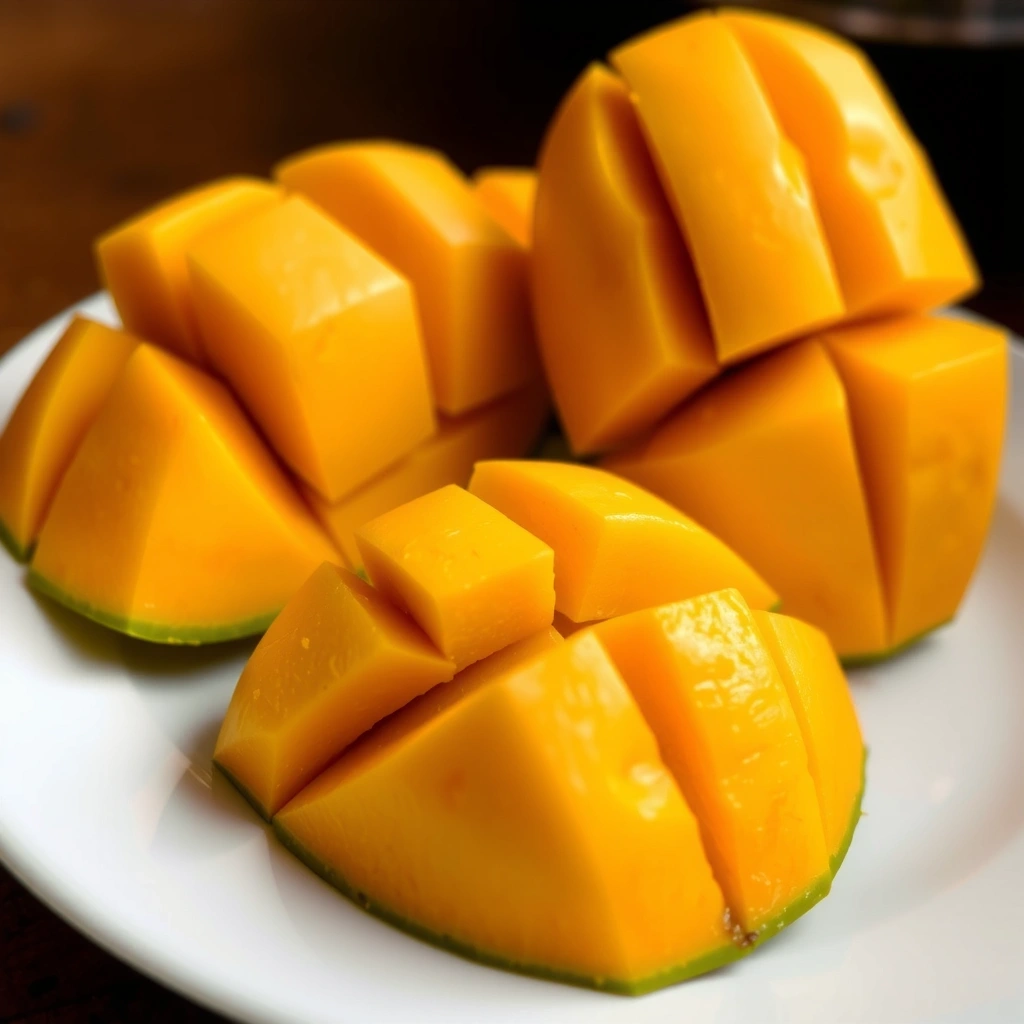 Mango maduro en rodajas