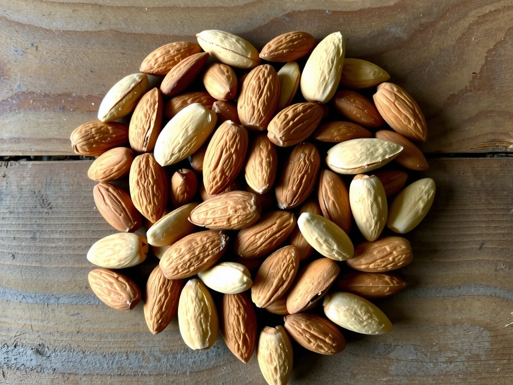 Un puñado de almendras frescas